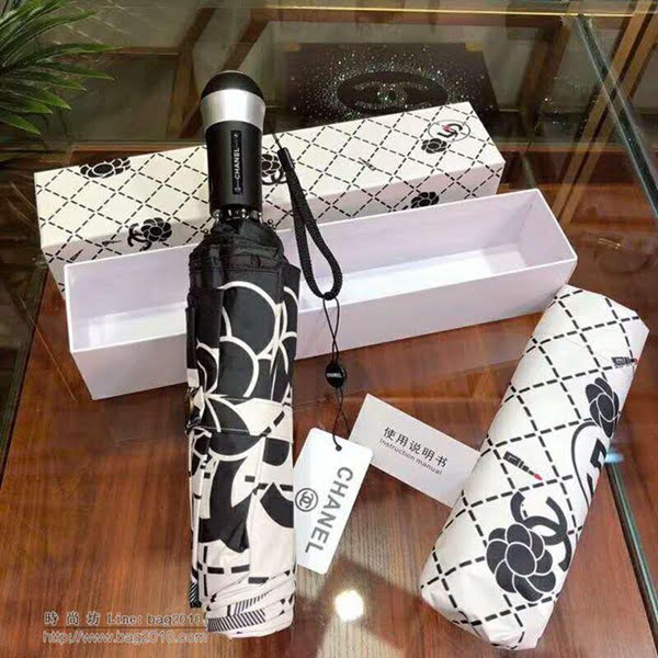 CHANEL香奈兒傘 2019香奈兒亞太專櫃最新款 山茶花 全自動UV晴雨傘 防曬隔熱 防紫外線  zm1029